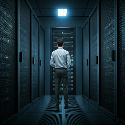 Server room with IT specialist